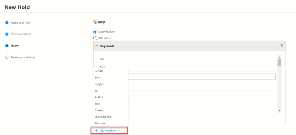 Add Predefined Conditions